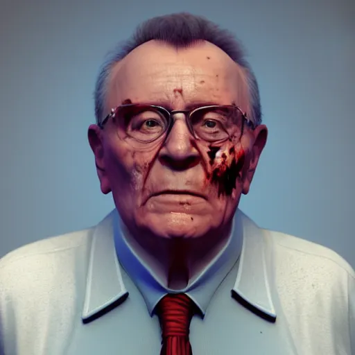 Prompt: Ion Iliescu as a zombie, artstation, dramatic lighting, octane render, 4k