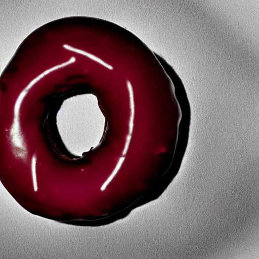 Image similar to dramatic lighting of a donut. moody and melanchony.