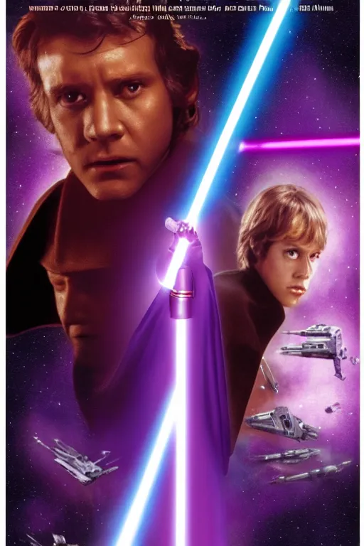Image similar to Star Wars a new Jedi purple light saber,movie poster