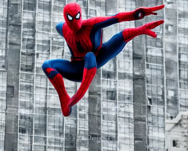 Image similar to photograph of spider - man on a building movie set