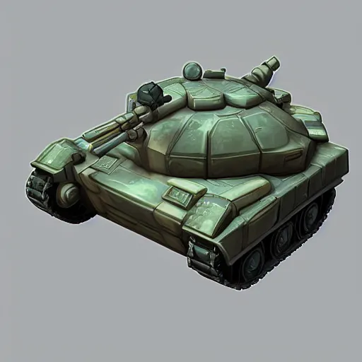 Image similar to chubby cute mobile game tank, 1 0 0 mm, 3 d render, isometric, diorama, blue background,