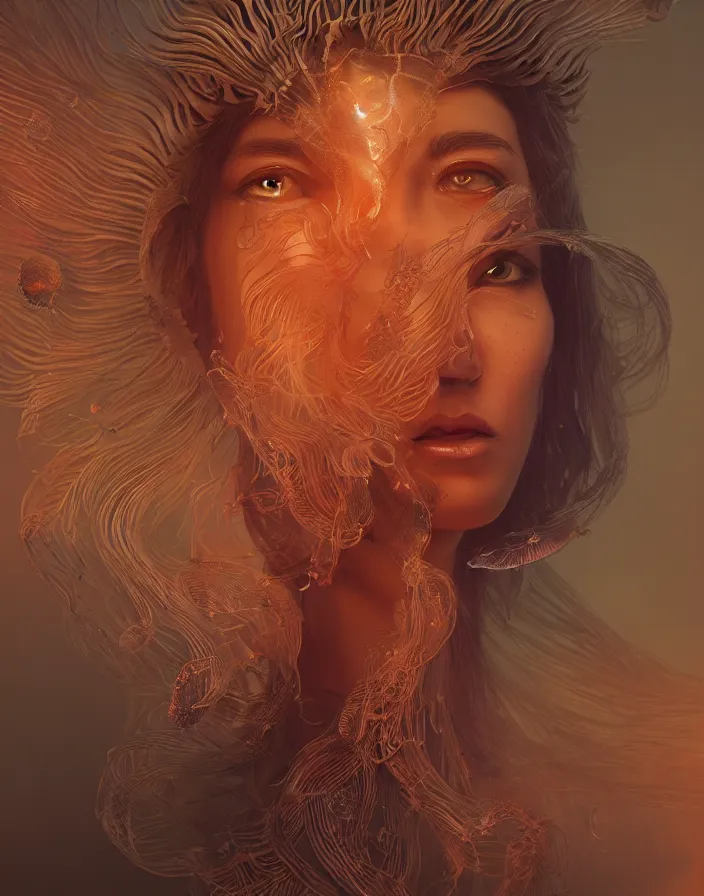 Prompt: goddess portrait. jellyfish phoenix head. intricate artwork by Tooth Wu and wlop and beeple. octane render, trending on artstation, greg rutkowski very coherent symmetrical artwork. cinematic, hyper realism, high detail, octane render, 8k