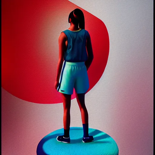 Image similar to abstract 3d female in a modern nike suite age 14 by james jean and Jason Chan, rendering, redshift, octane