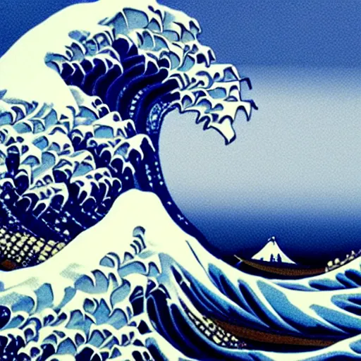 Image similar to a resin 3D print of The Great Wave off Kanagawa