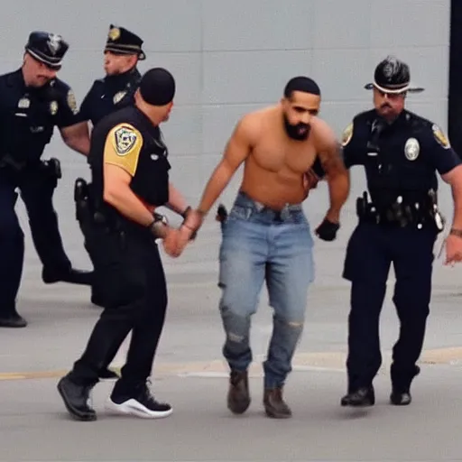 Image similar to drake getting arrested, bad phone recording still