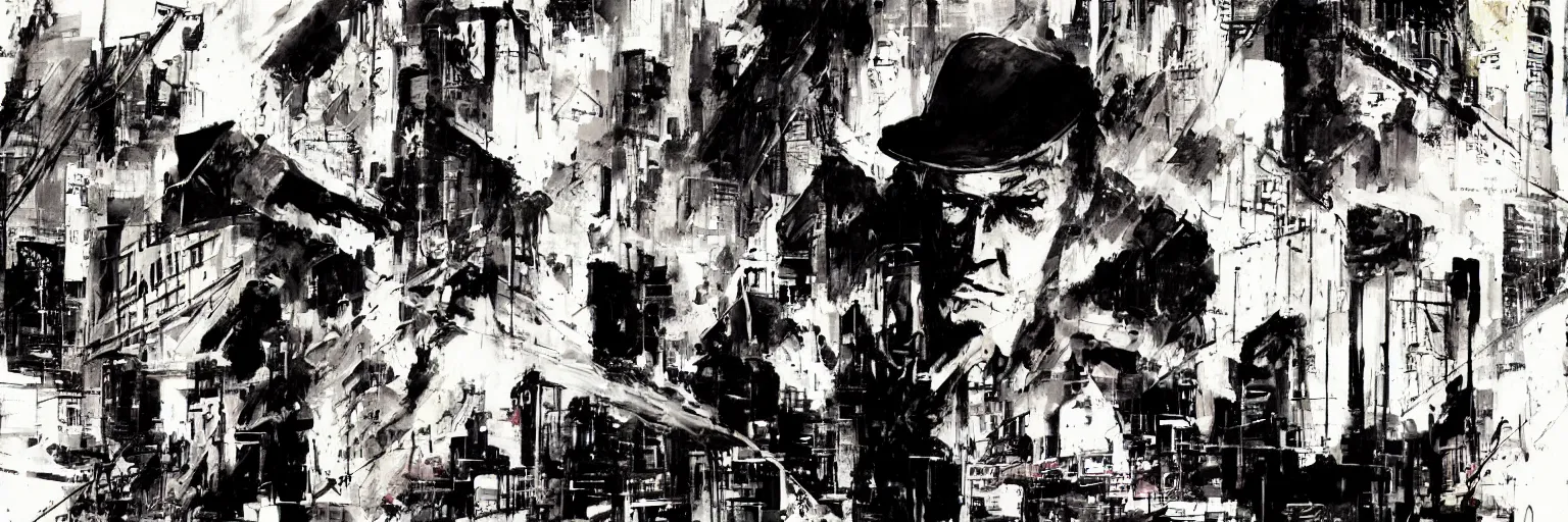 Image similar to bill sienkiewicz film noir city