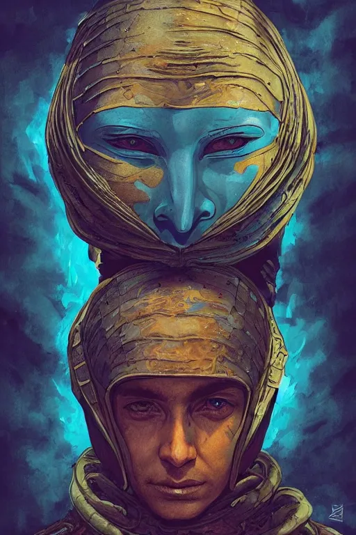 Image similar to dune themed majestic paul atreides glowing blue eyed fremen warrior, desert breathing armor, graffiti, street art sketch by sachin teng, moebius, artgerm, michael cheval, esao andrews, francois boucher, masterpiece, intricate organic painting, matte painting, hard edges, highly detailed, cinematic lighting character art movie poster by drew struzan