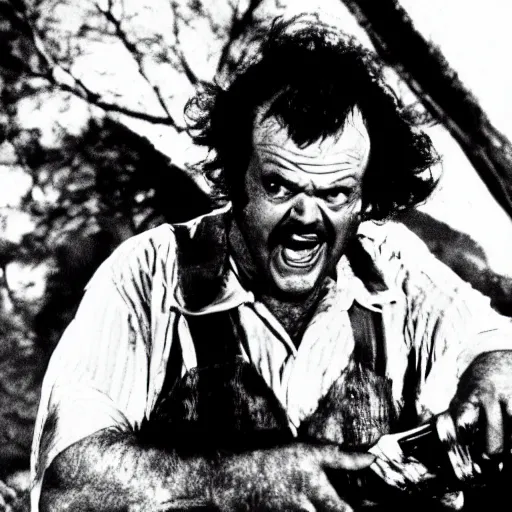 Image similar to jack nicholson playing leatherface in texas chainsaw