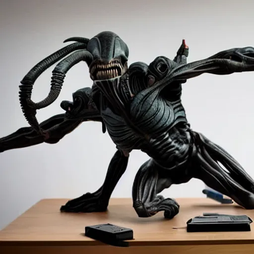 Prompt: xenomorph on a surgical table.