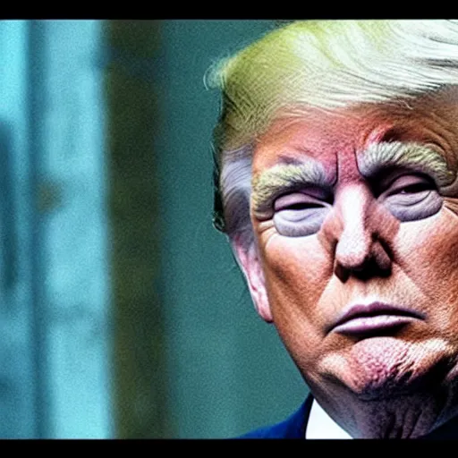 Image similar to donald trump in prison break cinematic