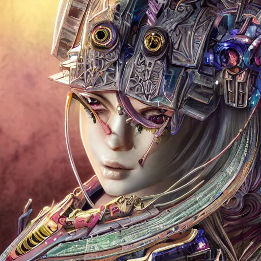 Prompt: kyubi studio portrait of legitimate kind colorful female divine mech paladin transformers absurdly beautiful, elegant, young sexy elegant woman, super fine surreal detailed facial illustration by kim jung gi, iraq nadar, intricate lines, clear focus, vivid colors, matte, octopath voyager, final fantasy, unreal engine highly rendered, global illumination, radiant light, intricate environment