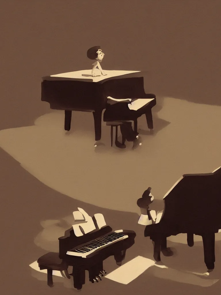Image similar to playing piano by disney concept artists, blunt borders, rule of thirds