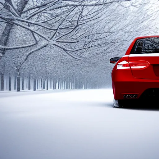 car in snow, cinematic, high quality, intense detail, Stable