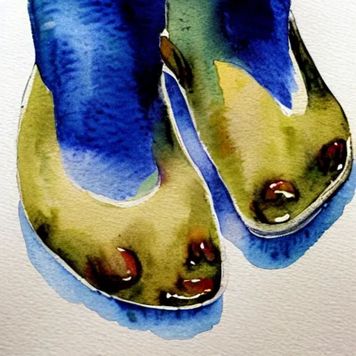 Prompt: knobbly mens toes, watercolor painting