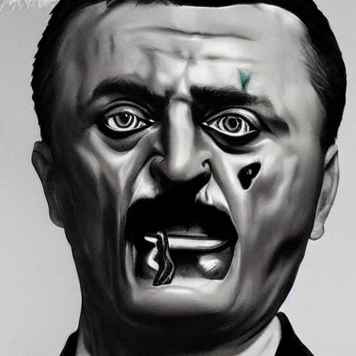 Image similar to igor ivanovich strelkov became an angry degraded satanic hellfire demonic abomination and calling for total mobilization, photo - realistic, color image, 2 k, highly detailed, bodyhorror, occult art