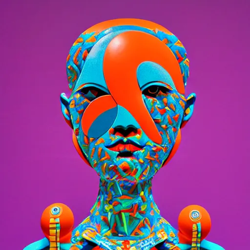 Prompt: modern sculpture pinael gland visionary art color and shapes by tristan eaton and james jean