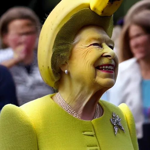 Image similar to queen banana elizabeth as a banana, she is a big ripe banana.