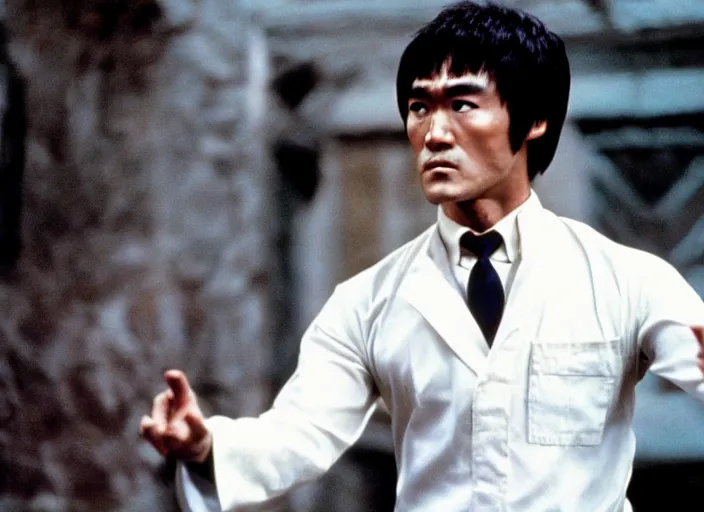 Prompt: a film still of doctor bruce lee in harry potter