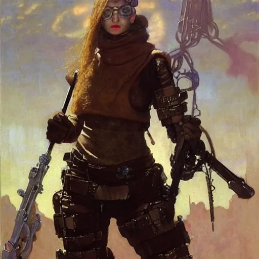 Prompt: decker from shadowrun machinist tech priest berserker assassin wearing goggles and electrified body armor not the girl with the pearl earring character design, painting by gaston bussiere, katsuya terada, nc wyeth, greg rutkowski, craig mullins, vermeer, frank frazetta, mucha, tom of finland, trending on artstation, jeffery catherine jones