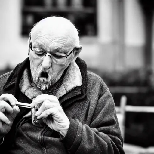 Prompt: an old english man licks a key, canon eos