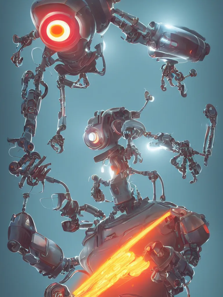 Prompt: dynamism of a giant 1 9 5 0 s style robot with sporty details and glowing eyes, behance hd by jesper ejsing, by rhads, makoto shinkai and lois van baarle, ilya kuvshinov, rossdraws global illumination ray tracing hdr radiating a glowing aura