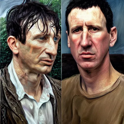 Image similar to high quality high detail painting by lucian freud, hd, trent reznor portrait