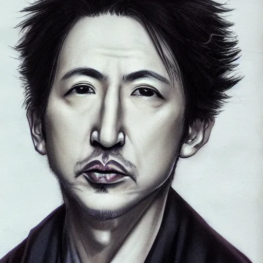 Image similar to hirohiko araki portrait, realistic, accurate face, studio lighting