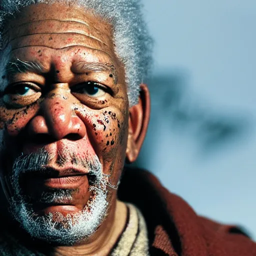 Image similar to morgan freeman starring as gimli in lord of the rings, full body, videogame still, portrait, 4 0 mm lens, shallow depth of field, close up, split lighting, cinematic