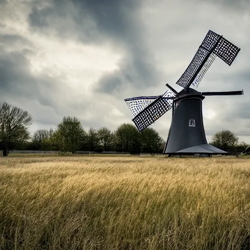 Prompt: cyberpunk alkmaar windmill solarpunk 8 k photo award winning