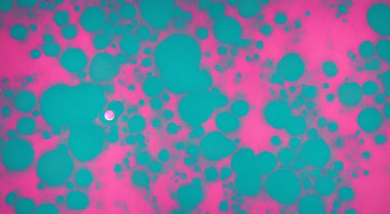 Prompt: a beautiful planet made of pink and teal glass floating in the vast emptiness of space