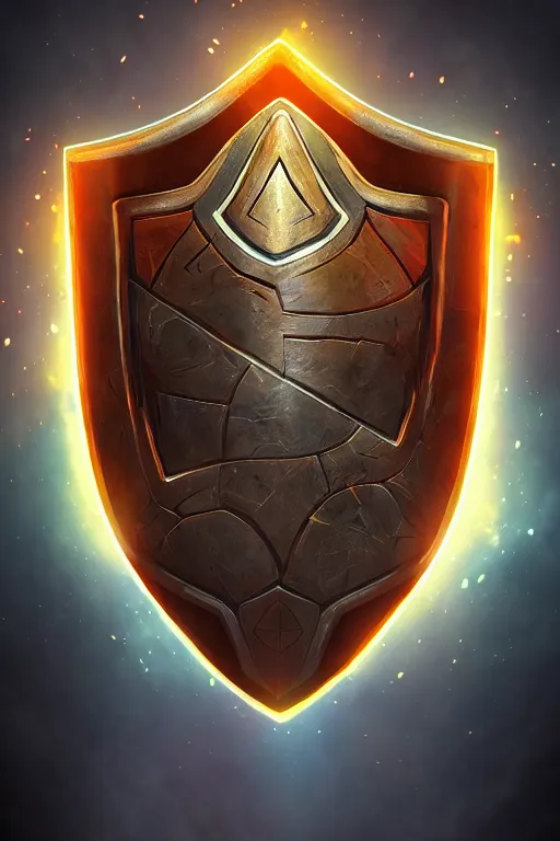 Image similar to shield fantasy epic legends game icon stylized digital illustration radiating a glowing aura global illumination ray tracing hdr fanart arstation by ian pesty and katarzyna da „ bek - chmiel