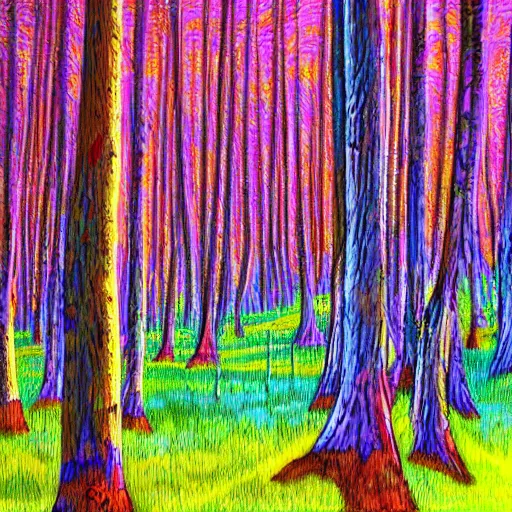 Image similar to a picture of a forest by an artist on DMT