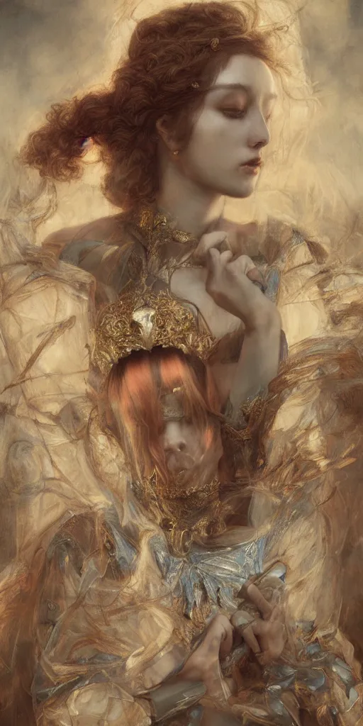 Image similar to queen, masterpiece by Edgar Maxence and Ross Tran and Michael Whelan, gustav dore, 8k, octane render