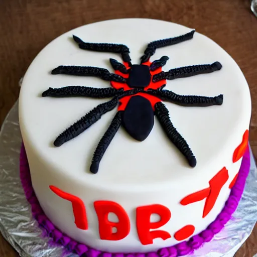 Prompt: spider birthday cake, super hero,