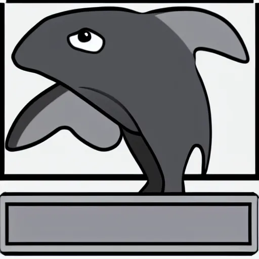 Image similar to An emote of a grey cartoon dolphin doing the ConcernDoge look