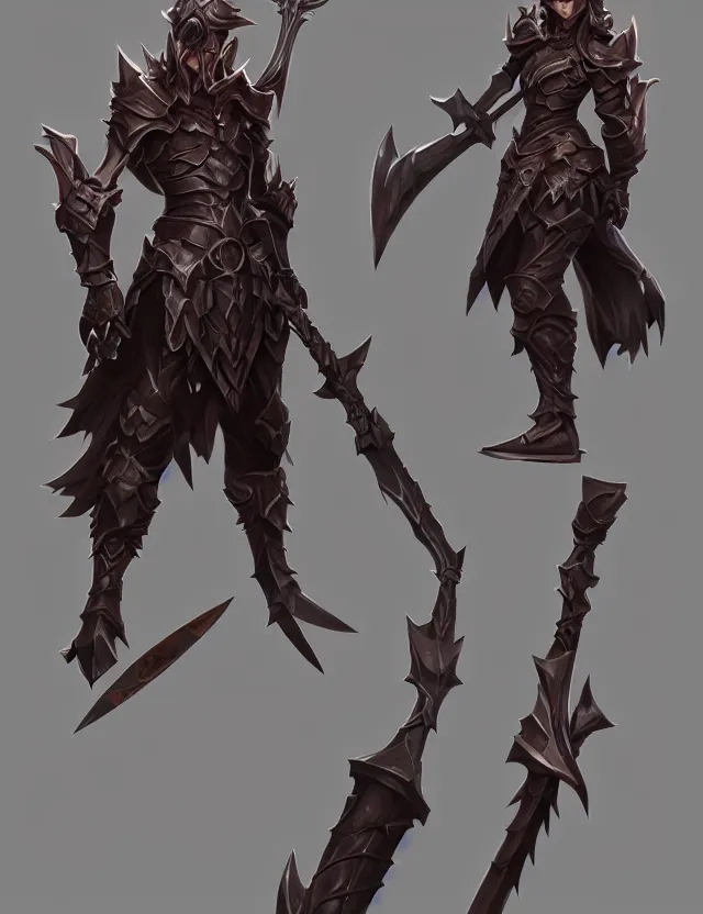 Prompt: the chara design for next slayer playable in league of legend who will fight with a scythe with intricate detail, dynamic lighting, cinematic lighting, by riot august, geoff goodman and artgerm, concept art, featured on artstation, ultrawide angle