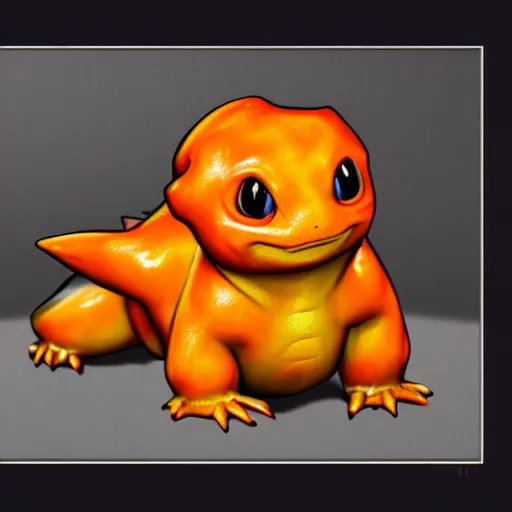 Image similar to highly realistic charmander, oil on canvas, intricate, portrait, 8 k highly professionally detailed, hdr, cgsociety