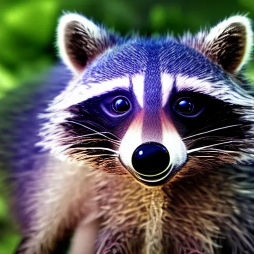 Image similar to a hyperrealistic octane render of a raccoon with camera lenses for eyes, photorealism, unreal engine, dramatic lighting, volumetric lighting, uplighting