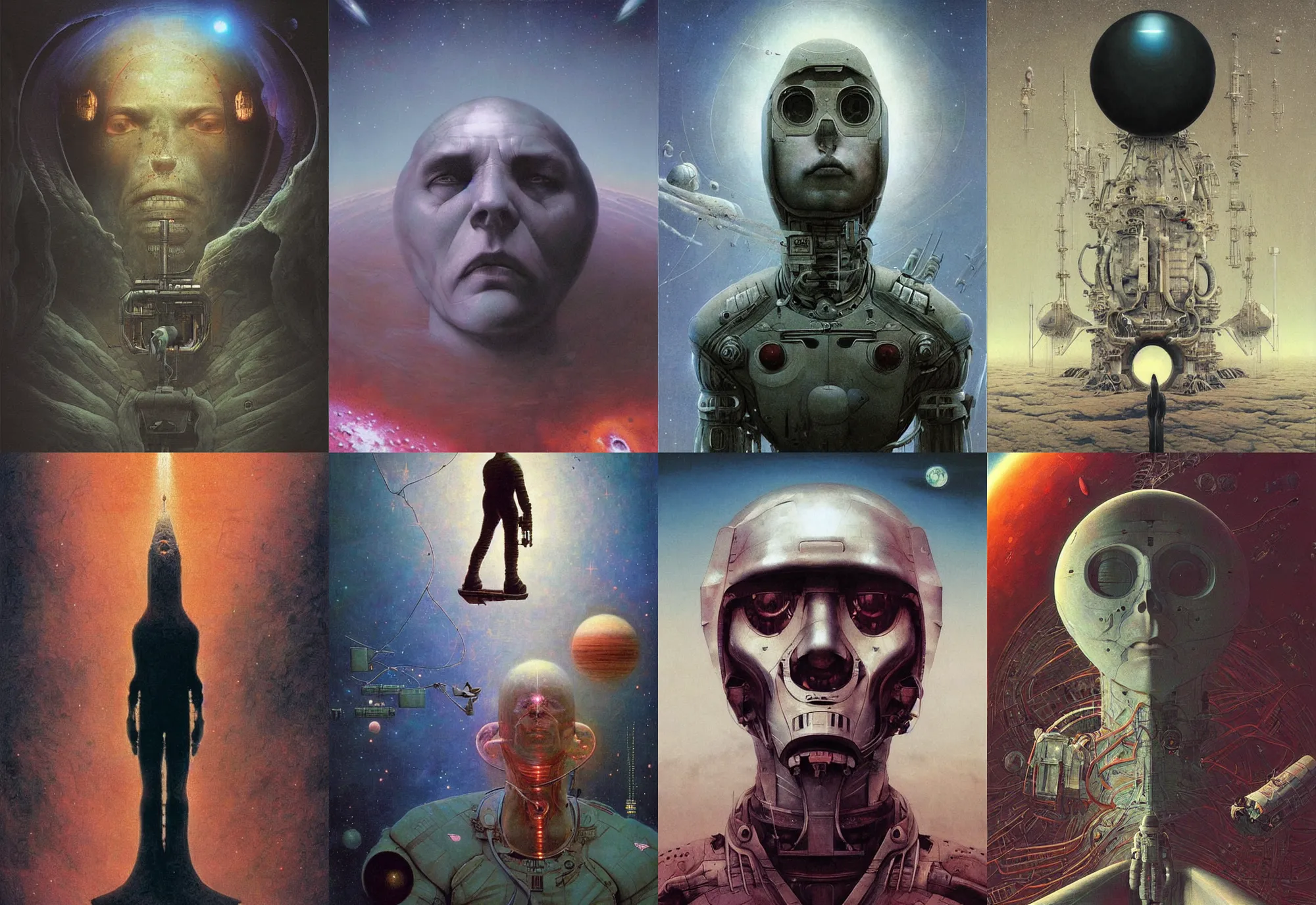 Prompt: portrat soviet cosmonavt, space travel, art by beksinski and stephan martiniere, japan poster, fatal, singularity