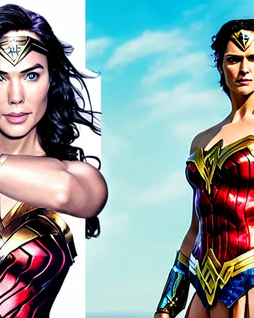 Image similar to Wonder Woman with the face of Chris Hemsworth, Vogue cover photo