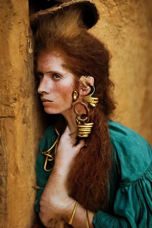 Image similar to Beautiful 19th Century Barbary Coast pirate female models with Ginger hair and Golden hooped earrings photography by Steve McCurry