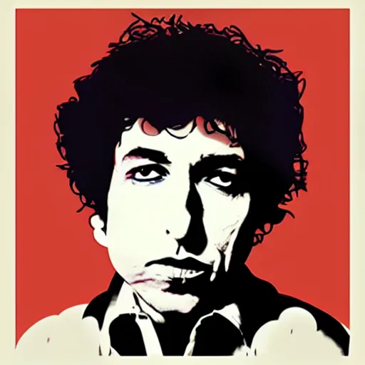 Image similar to minimalist graphic design portrait of bob dylan by paul rand