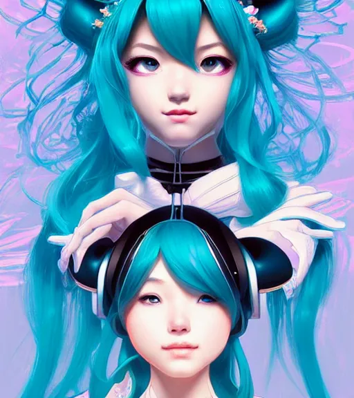 Prompt: portrait of disney! hatsune miku!!!!!, intricate, elegant, highly detailed, digital painting, artstation, concept art, smooth, sharp focus, illustration, art by artgerm and greg rutkowski and alphonse mucha and uang guangjian and gil elvgren and sachin teng and wlop, symmetry!!