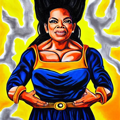 Image similar to Super Saiyan Oprah, painting