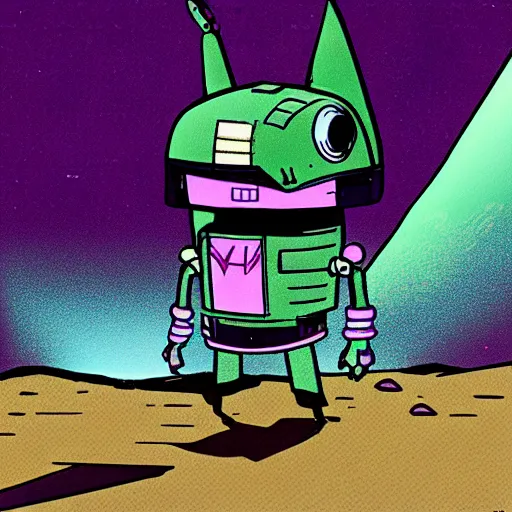 Prompt: intergalactic spaceship, cartoon, unreal engine, artstation, concept art, invader zim, in the style of Bill Waterson,