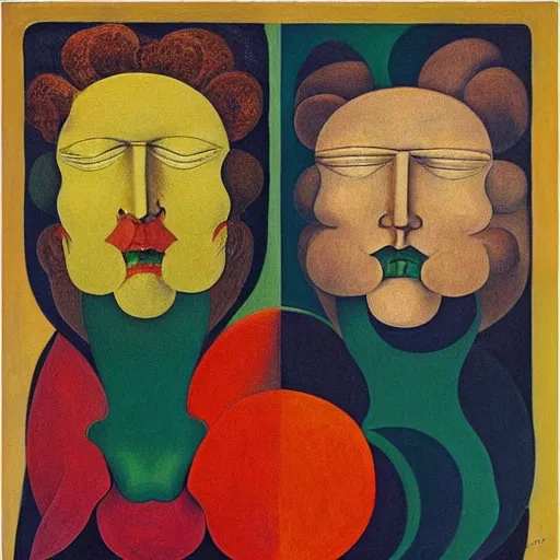 Image similar to floral face portrait by leonetto cappiello and wojciech siudmak and ernst fuchs, anni albers, oil on canvas