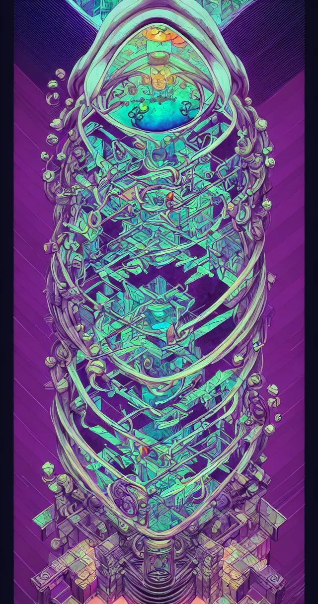 Image similar to arcane twisted turn of fate abstraction, centered award winning ink pen illustration, isometric abstract illustration by dan mumford, edited by craola, technical drawing by beeple and tooth wu, tiny details by artgerm and watercolor girl, symmetrically isometrically centered