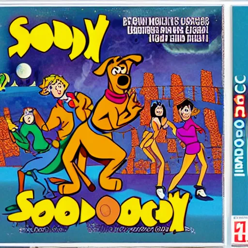 Image similar to scooby doo on ice, ps 1 box art,