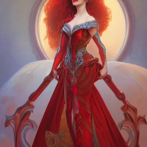 Image similar to ultra realistic illustration, bella thorne as the red queen, intricate, elegant, highly detailed, digital painting, artstation, concept art, smooth, sharp focus, illustration, art by artgerm and greg rutkowski and alphonse mucha