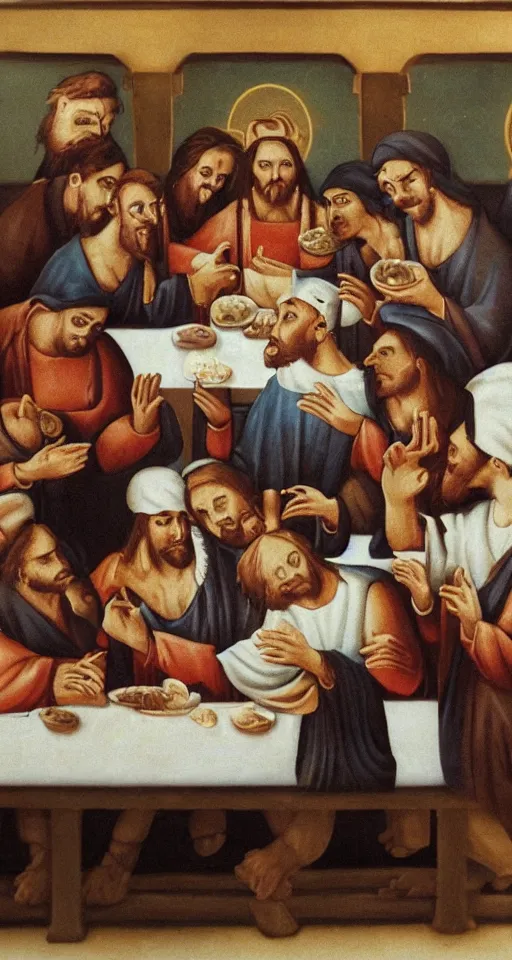 Image similar to the last supper at mcdonalds